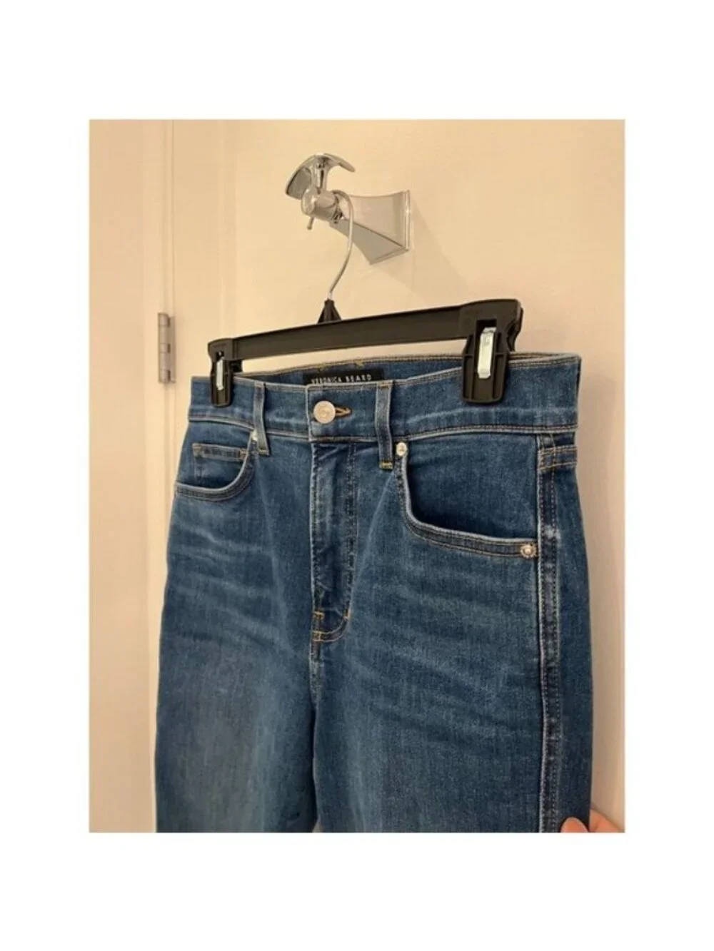 NWOT Veronica Beard‎ Carson Ankle Flare High Rise Raw Hem Blue Jeans Size 28